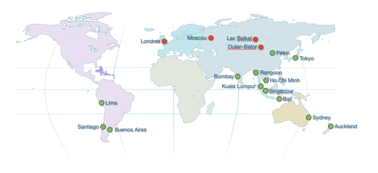 Carte de notre itineraire de tour du monde